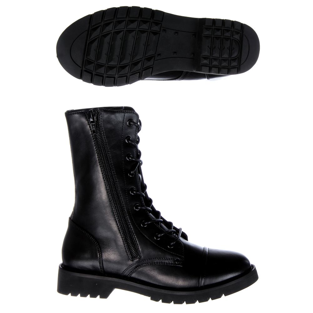 girls lace up black boots