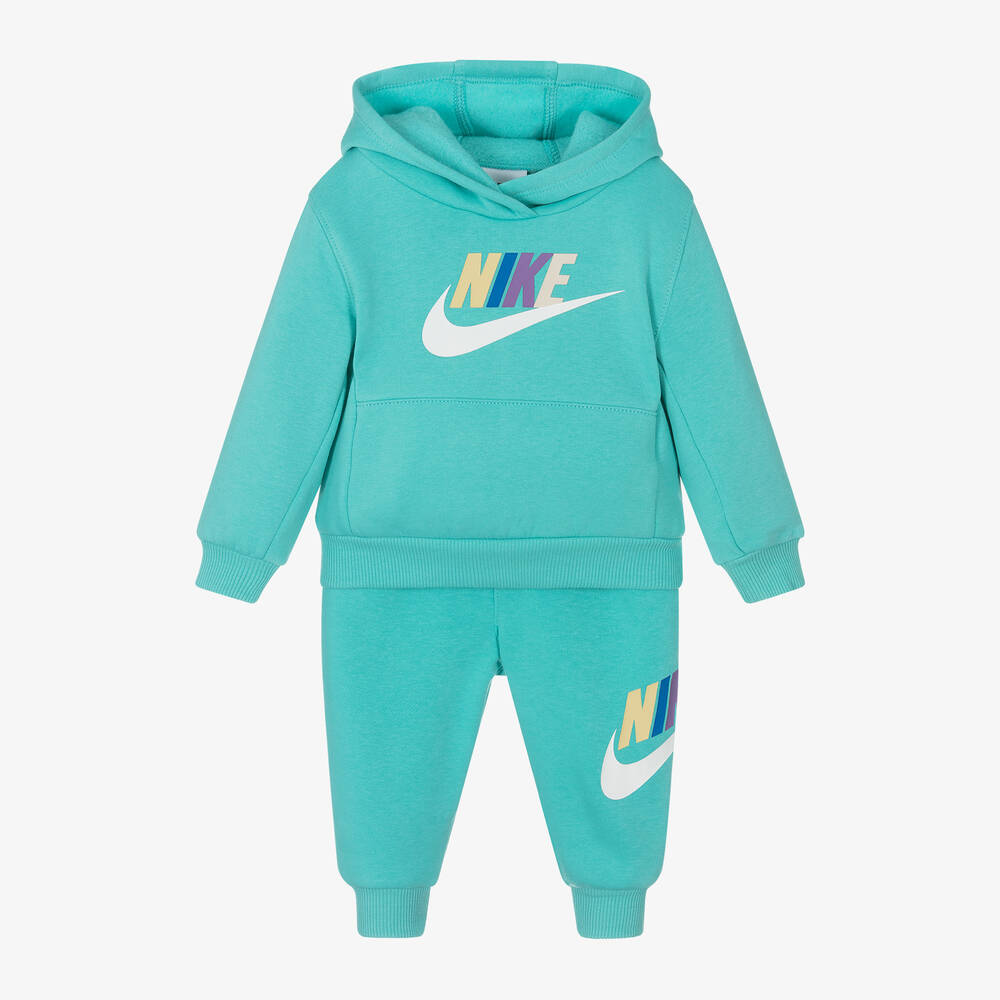 Nike - بدلة رياضية مزيج قطن لون اخضر أكوا | Childrensalon