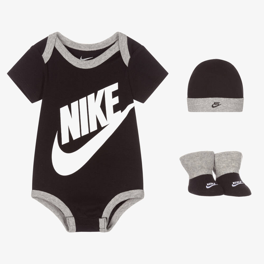 Nike - Baby Boys Black Cotton Bodyvest Set | Childrensalon