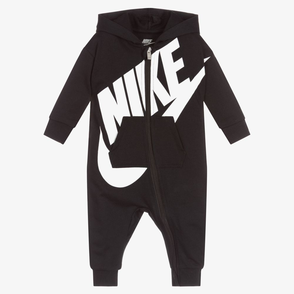 Nike - أوفرول رومبر قطن جيرسي لون أسود للمواليد  | Childrensalon