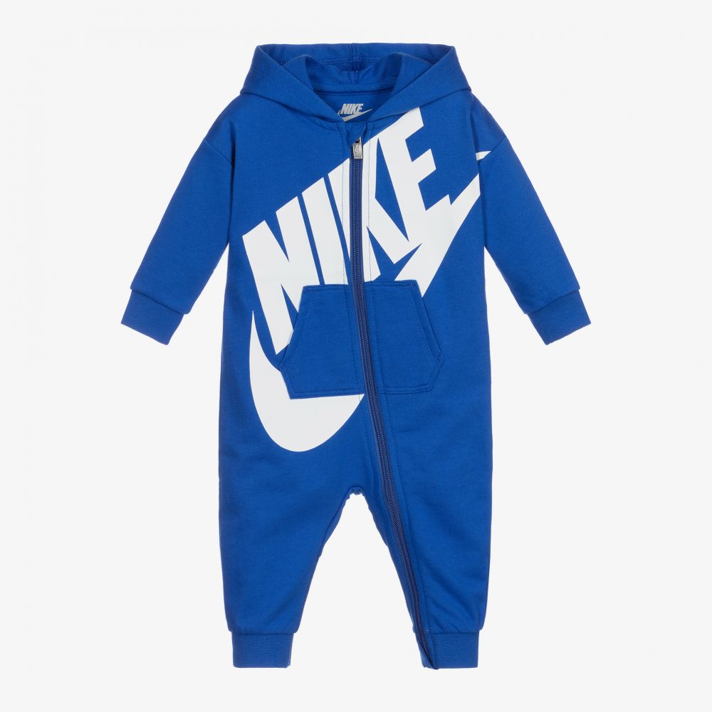 Nike - أوفرول رومبر قطن جيرسي لون أزرق فاقع للمواليد  | Childrensalon