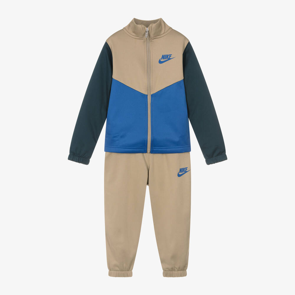 Nike - Beige Jersey Swoosh Logo Tracksuit | Childrensalon