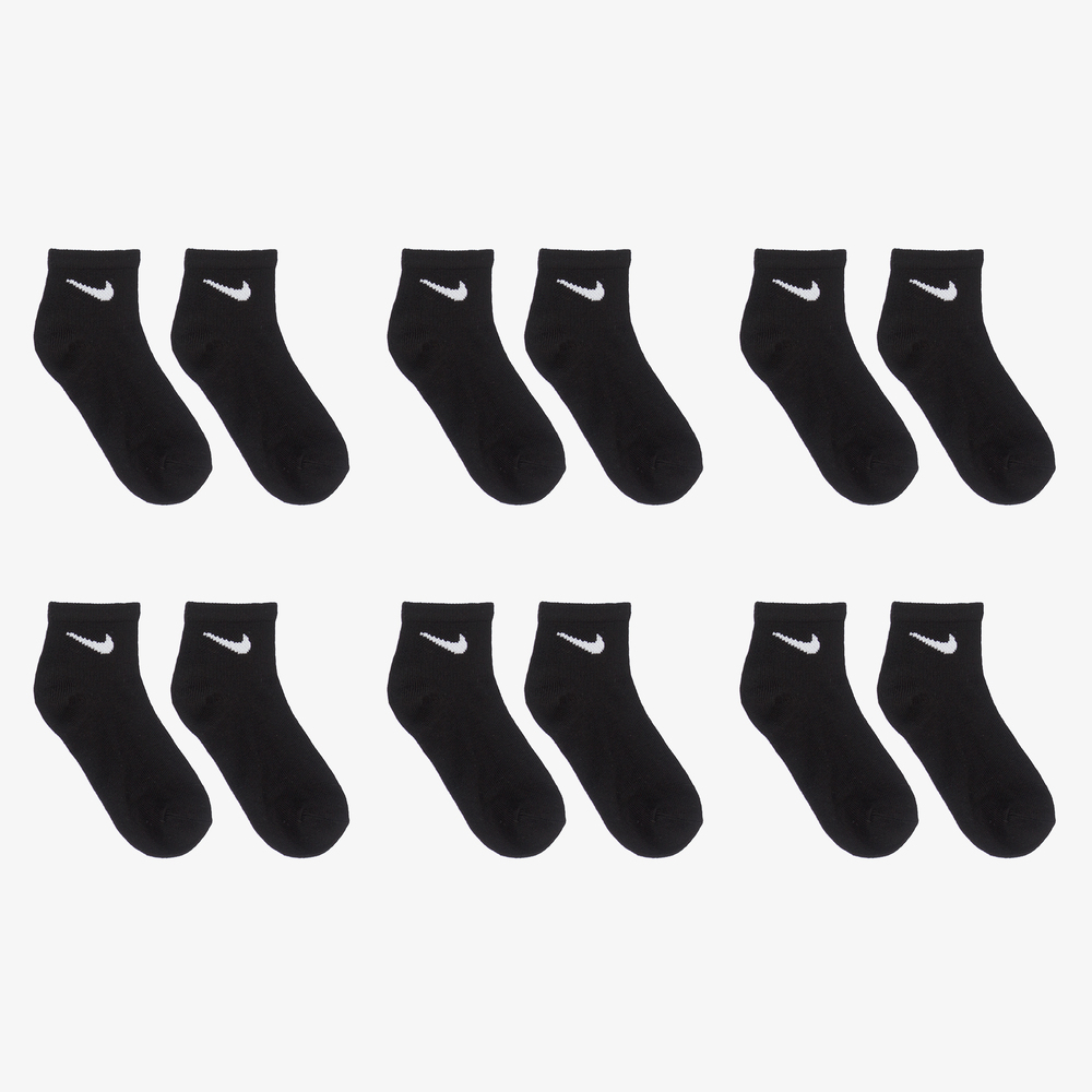 Nike - Black Ankle Socks (6 Pack) | Childrensalon