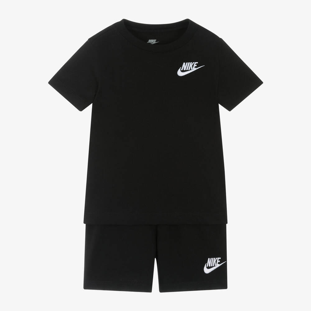 Nike - طقم شورت مزيج قطن جيرسي لون أسود | Childrensalon