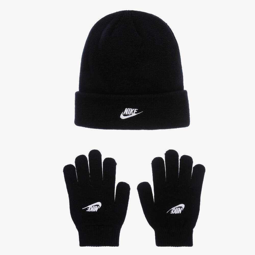 Nike - Black Knitted Hat Set | Childrensalon