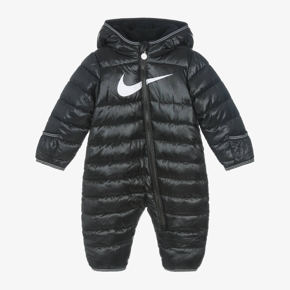 Nike - Black Swoosh Logo Padded Baby Snowsuit | Childrensalon