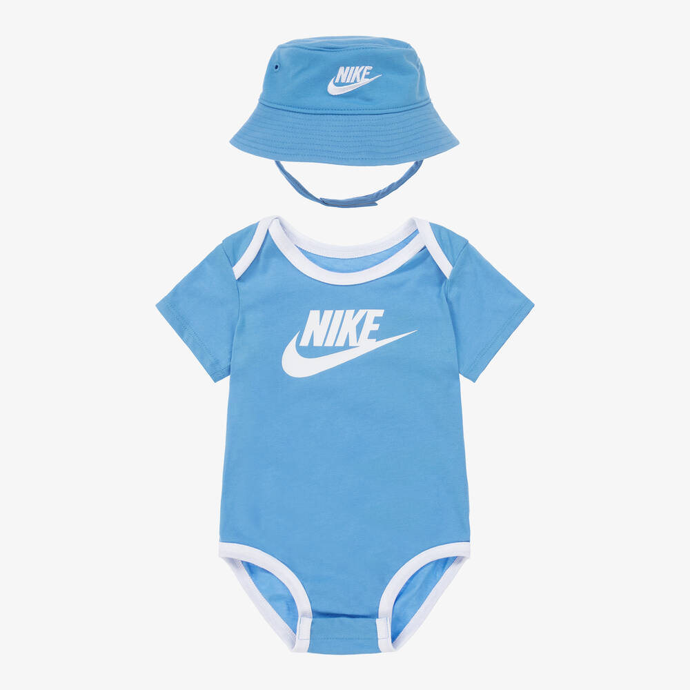 Nike - Blue Cotton Babysuit Set | Childrensalon