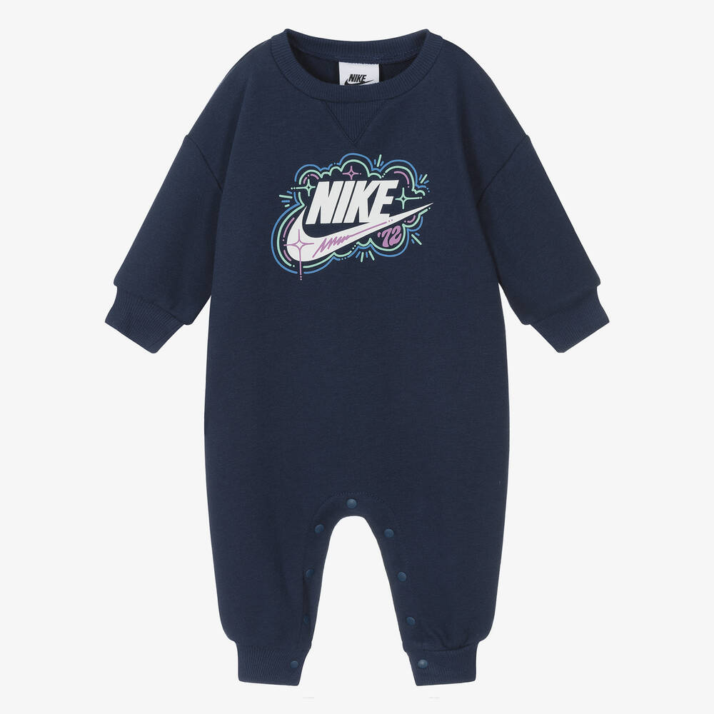 Nike - Blue Cotton Swoosh Romper  | Childrensalon