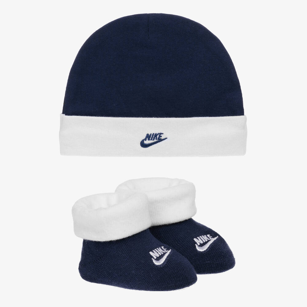 Nike - Blue Hat & Booties Set | Childrensalon