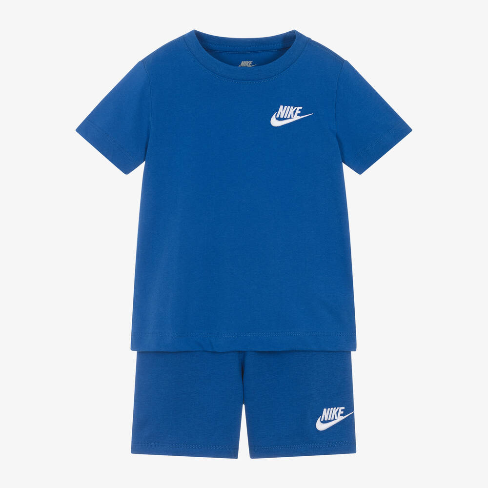 Nike - طقم شورت مزيج قطن جيرسي لون أزرق فاتح | Childrensalon