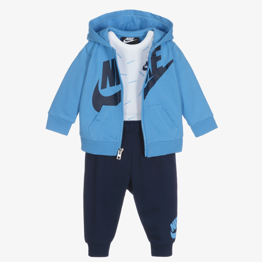 Nike - بدلة رياضية أطفال ولادي قطن لون كحلي وأبيض | Childrensalon