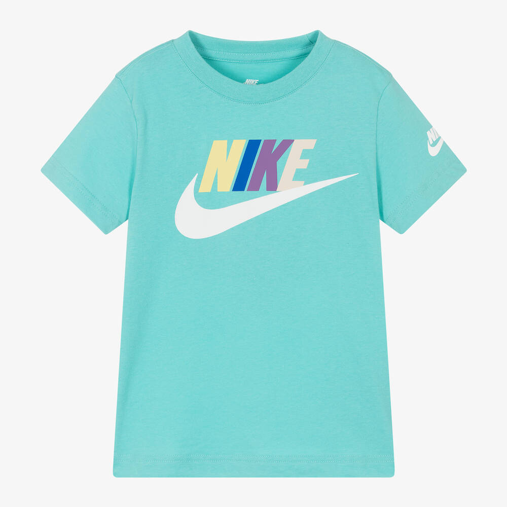 Nike - Boys Aqua Green Cotton T-Shirt | Childrensalon