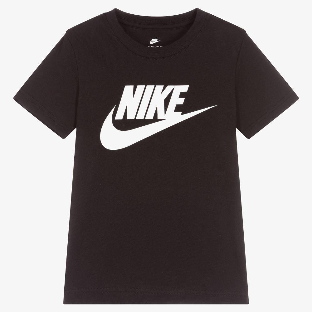 Nike - Boys Black Cotton Logo T-Shirt | Childrensalon