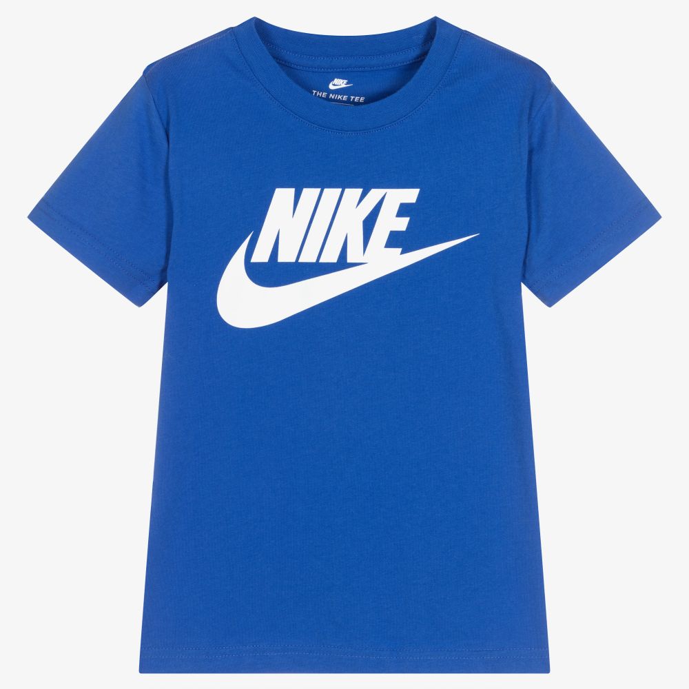 Nike - Boys Blue Cotton Logo T-Shirt | Childrensalon
