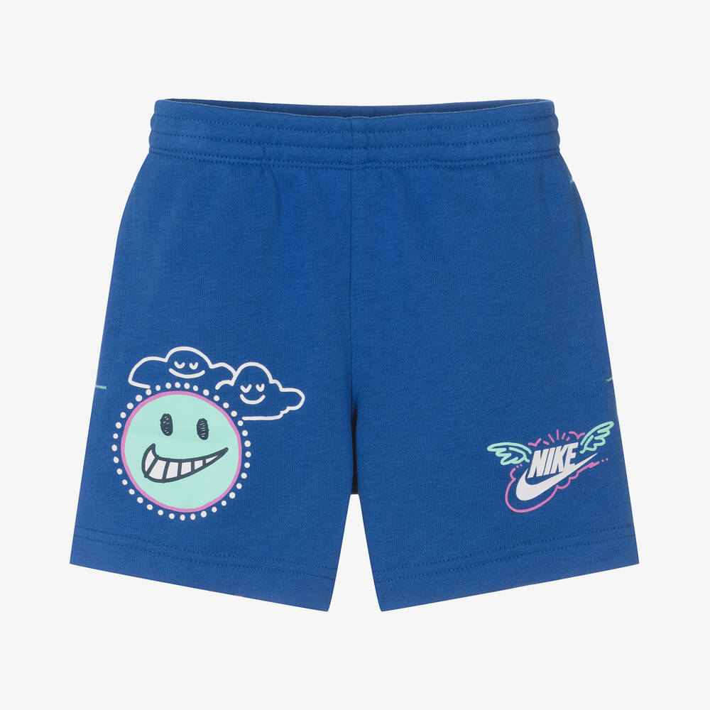 Nike - Boys Blue Cotton Swoosh Shorts | Childrensalon