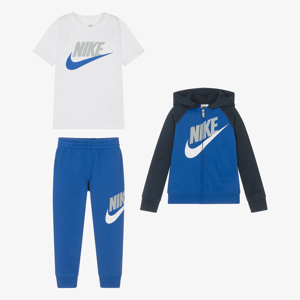 Nike - Baumwoll-Trainingsanzug Blau/Weiß | Childrensalon