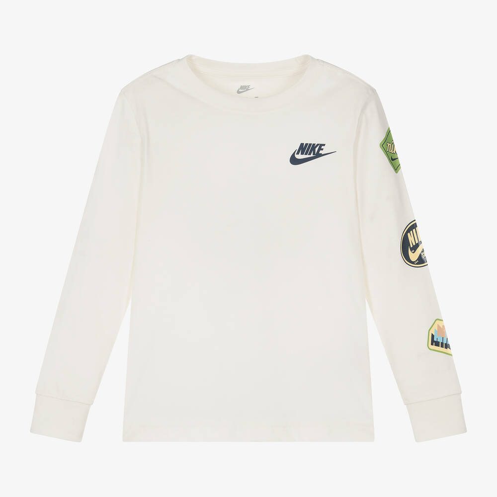Nike - Boys Ivory Cotton Badge Graphic Top | Childrensalon