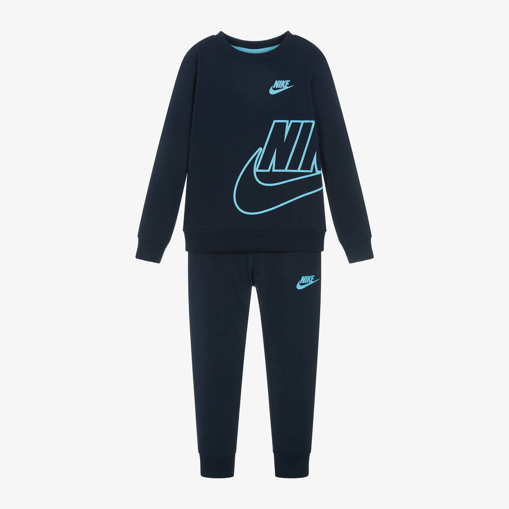 Nike - Boys Navy Blue Cotton Swoosh Tracksuit | Childrensalon