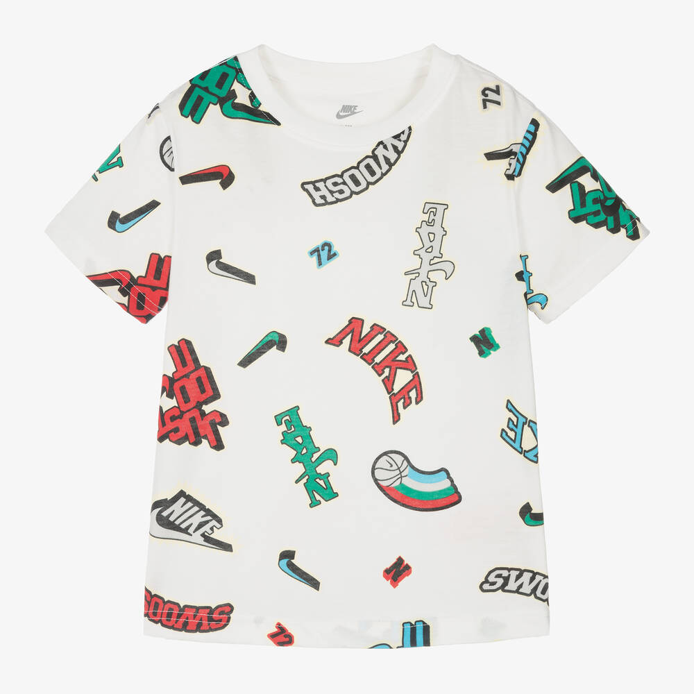 Nike - Boys White Cotton Logo Print T-Shirt | Childrensalon