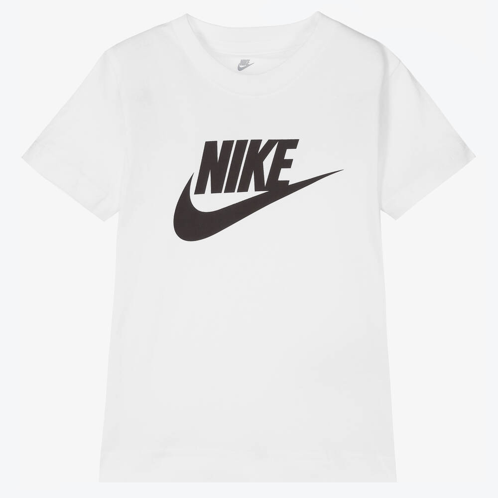Nike - Boys White Cotton Logo T-Shirt | Childrensalon