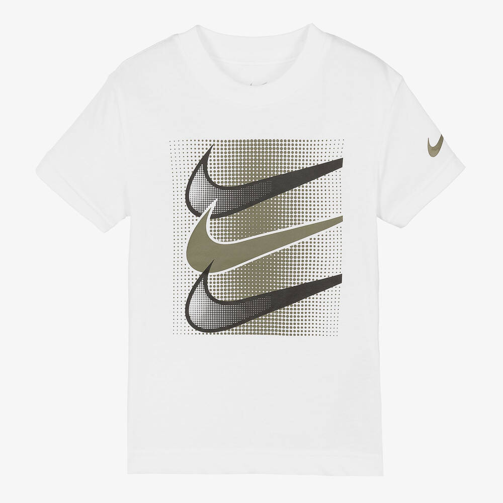 Nike Kids' Boys White Cotton Swoosh T-shirt