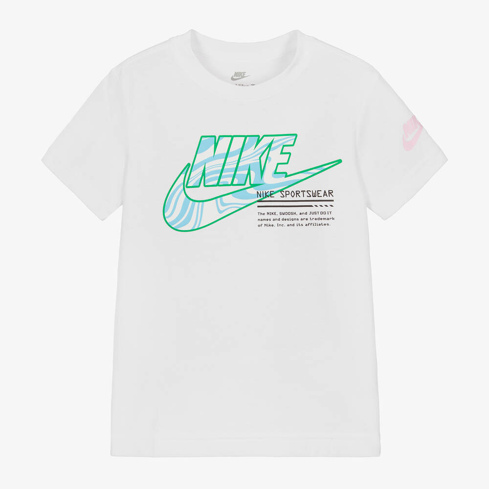 Nike - Boys White Cotton Swoosh T-Shirt | Childrensalon