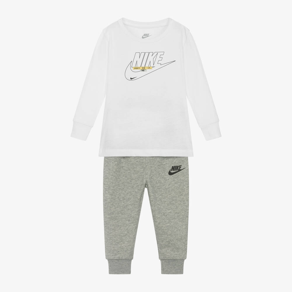 Nike -  Boys White & Grey Casual Trouser Set | Childrensalon