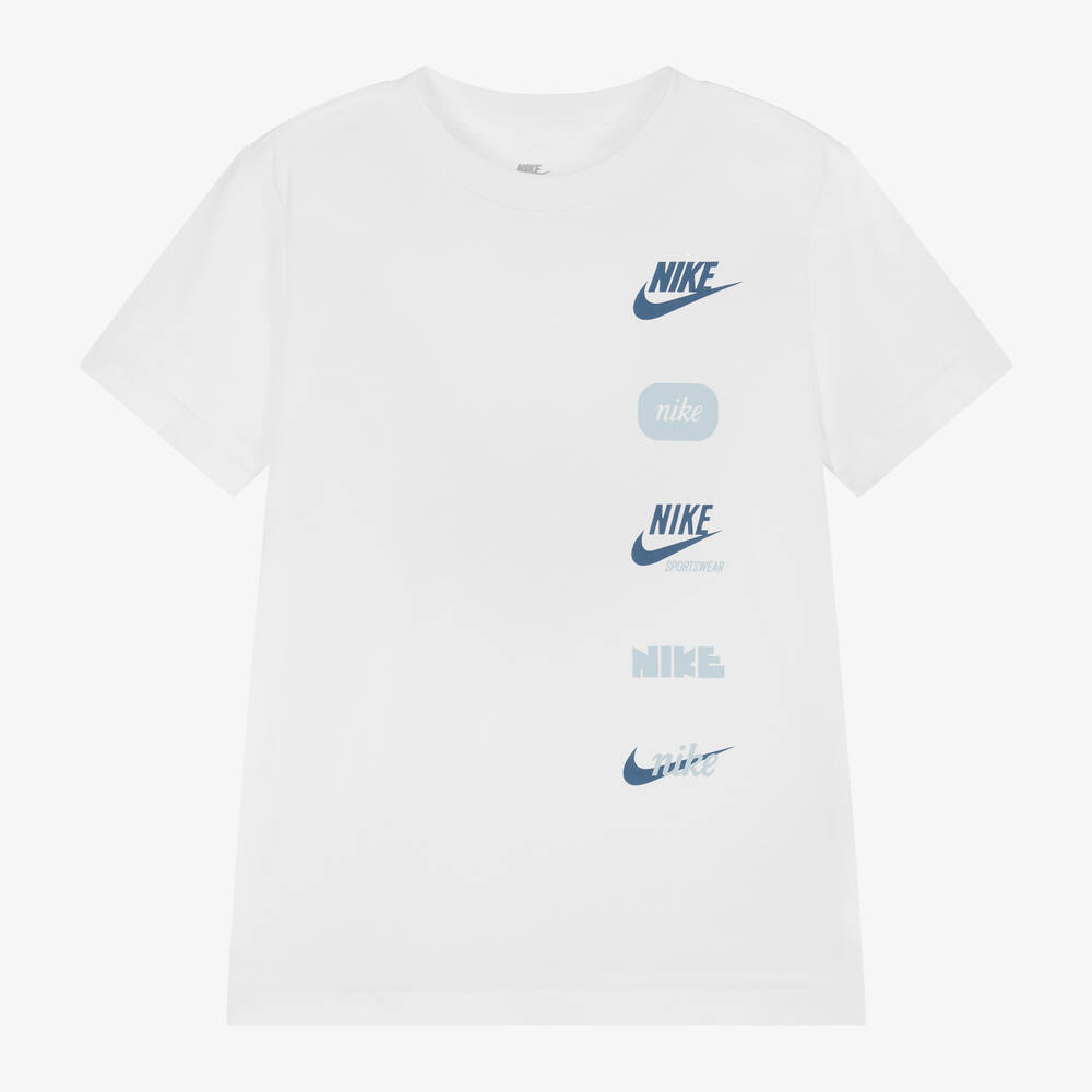 Nike - Boys White Multi Logo T-Shirt | Childrensalon