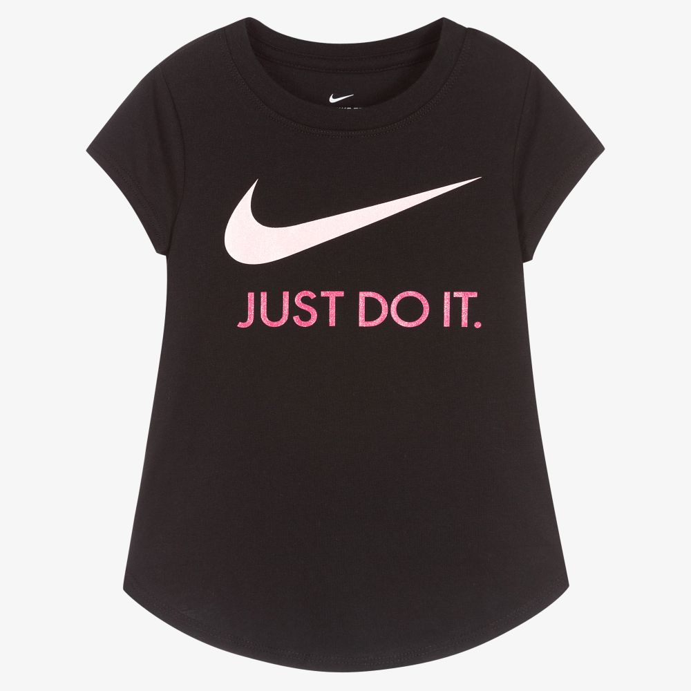 Nike - Черная хлопковая футболка для девочек | Childrensalon