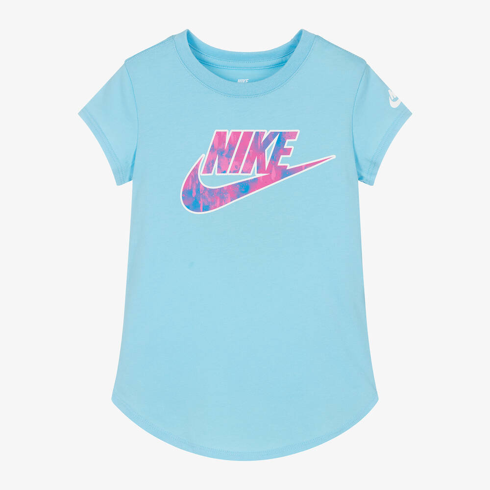 Nike - Girls Blue Swoosh Logo T-Shirt | Childrensalon