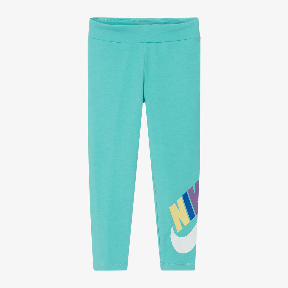 Nike - Girls Green Cotton Swoosh Leggings | Childrensalon