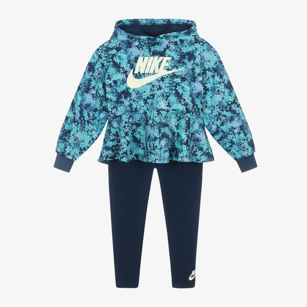 Nike - Girls Navy Blue Cotton Leggings Set | Childrensalon