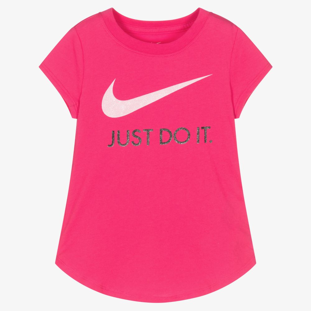 Nike - Girls Pink Cotton T-Shirt | Childrensalon
