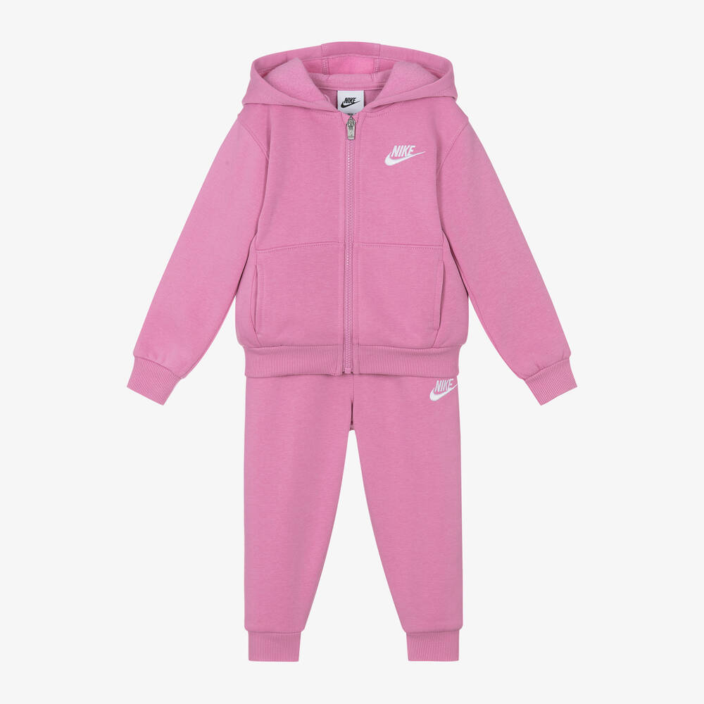 Nike - Girls Pink Cotton Tracksuit | Childrensalon