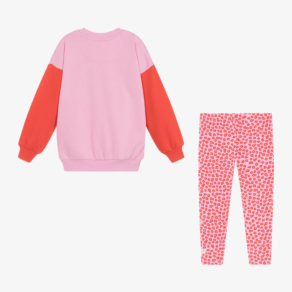 Nike - Girls Pink Floral Cotton Leggings Set | Childrensalon