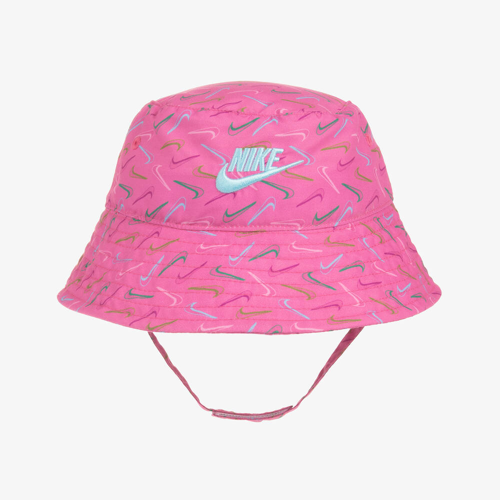 Shop Nike Girls Pink Swoosh Logo Bucket Hat