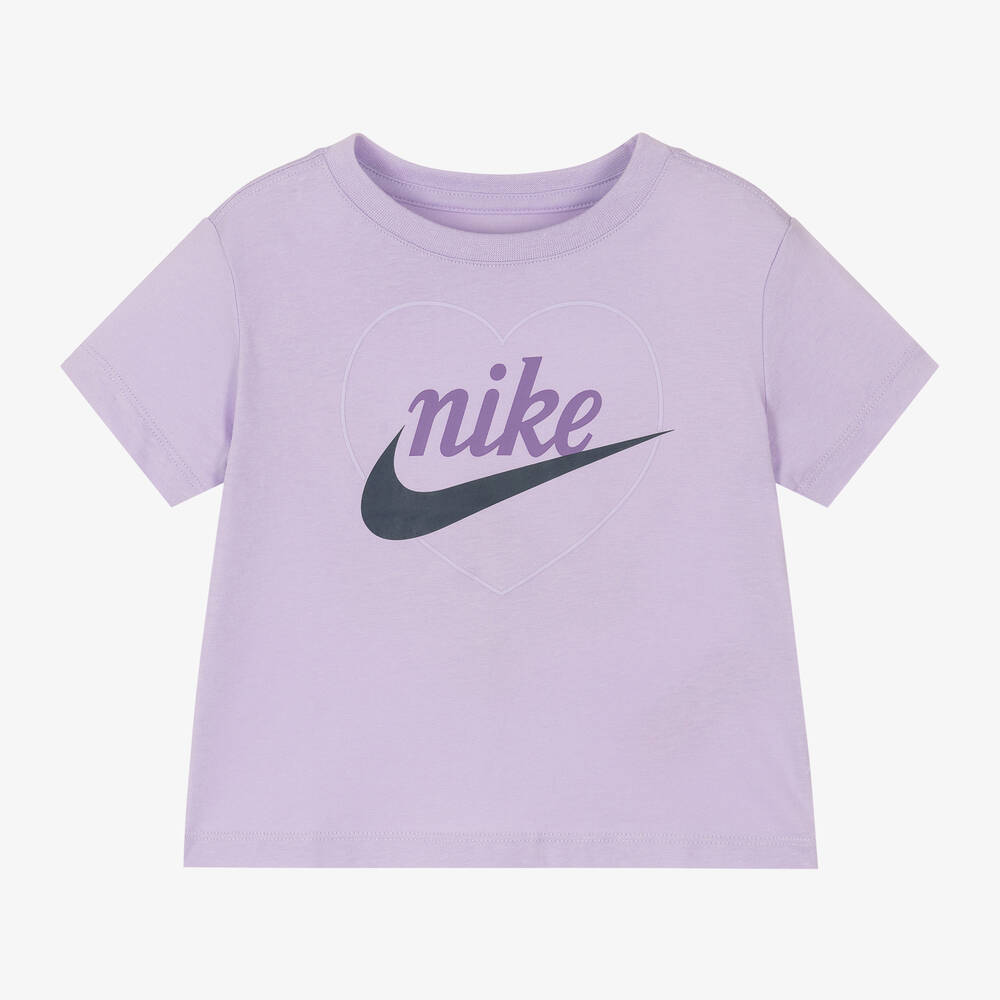 Nike - Girls Purple Cotton T-Shirt | Childrensalon