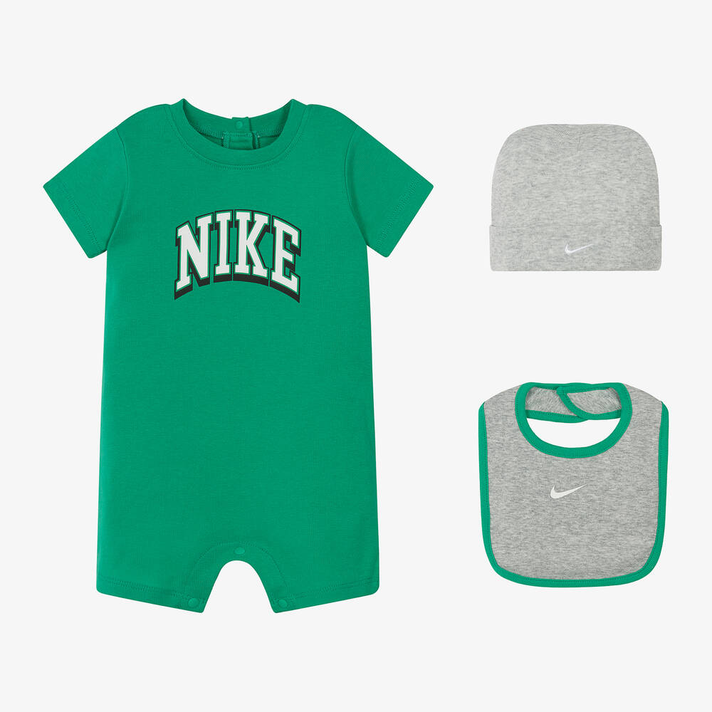 Nike - Green Cotton Baby Shortie Set | Childrensalon