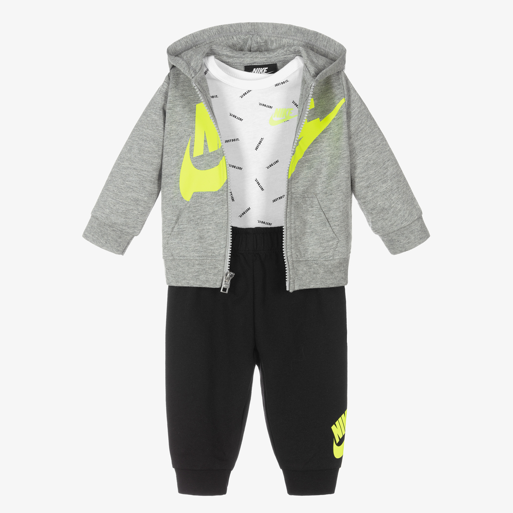 Nike - Белое боди и серо-черный спортивный костюм | Childrensalon