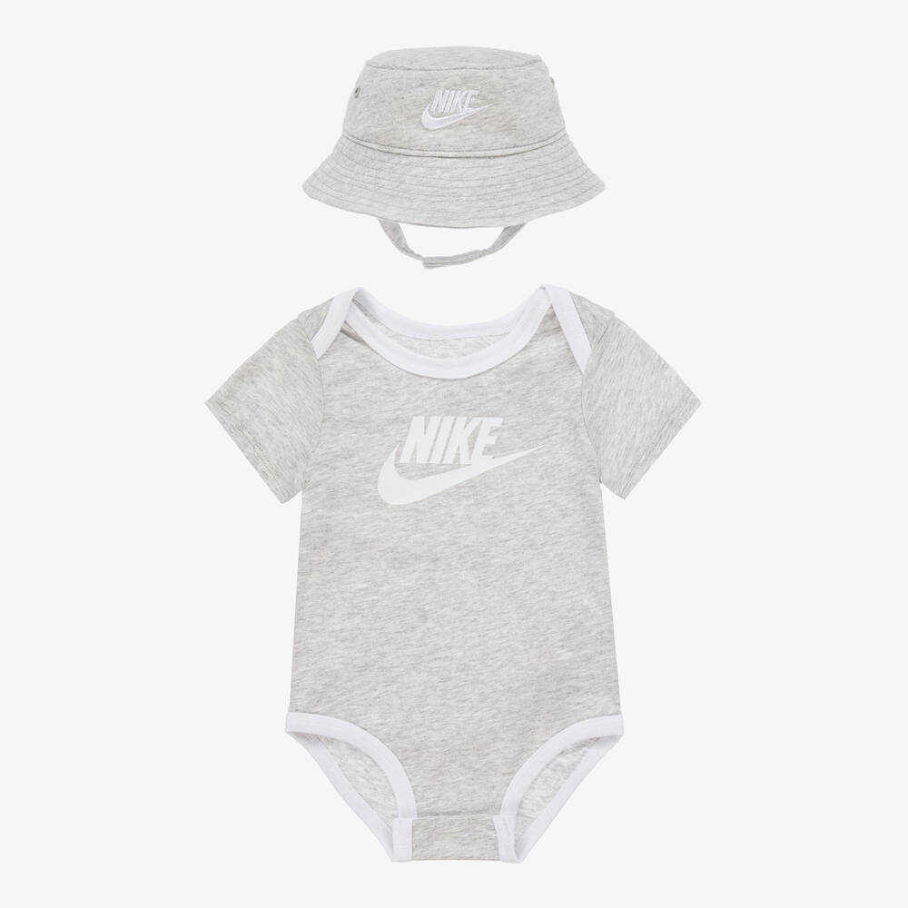 Nike - Grey Cotton Babysuit Set | Childrensalon