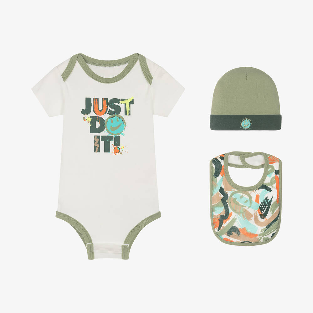 Nike - White Cotton Babysuit Set | Childrensalon