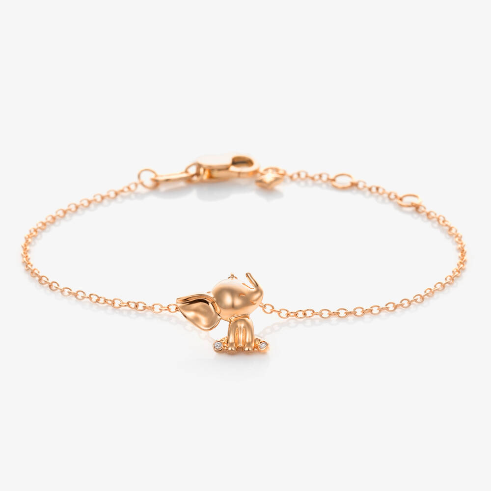 NOA Mini - 18kt Rose Gold Diamond Elephant Bracelet | Childrensalon