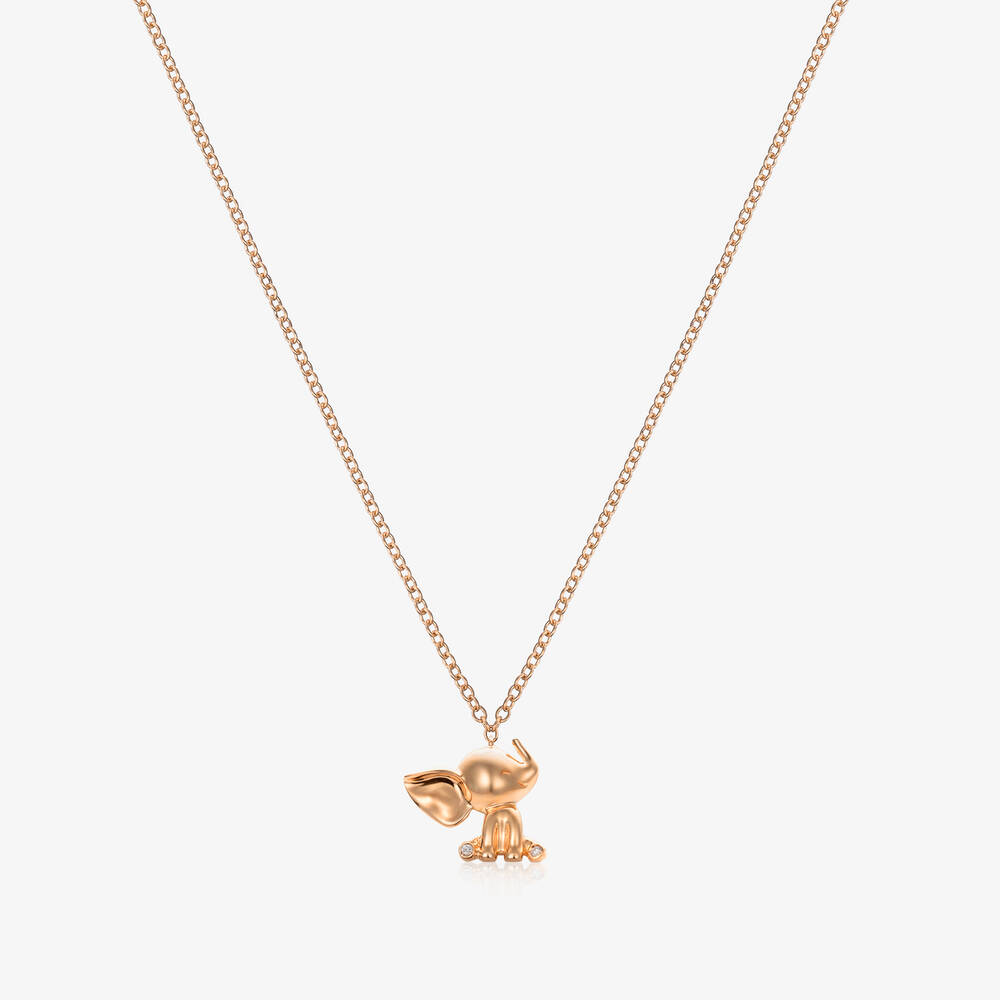 NOA Mini - 18kt Rose Gold Diamond Elephant Necklace (38cm) | Childrensalon