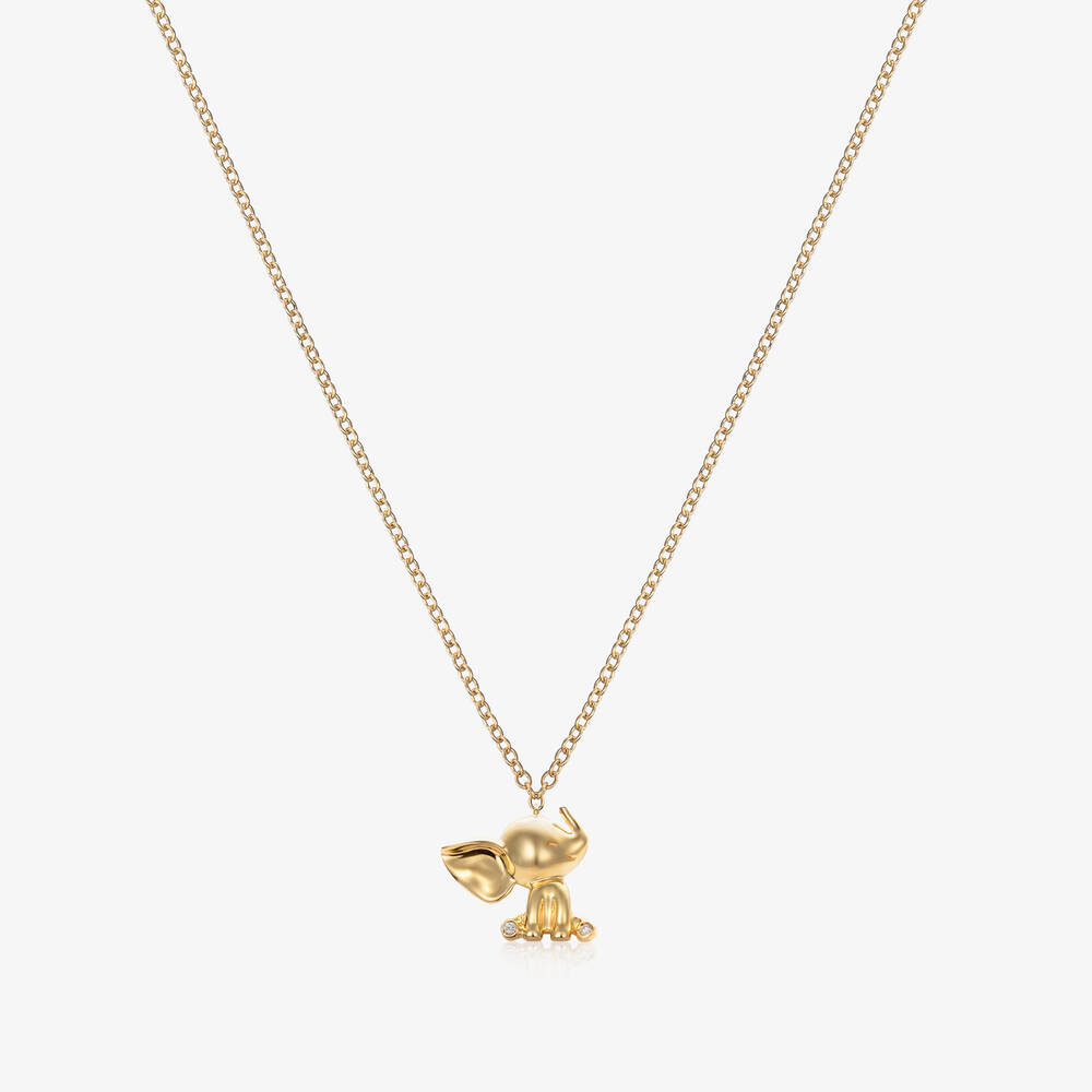 NOA Mini - 18kt Yellow Gold Diamond Elephant Necklace (38cm) | Childrensalon
