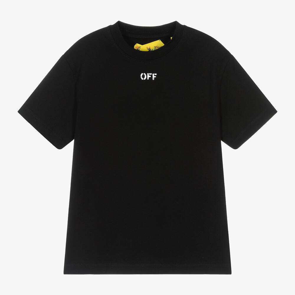 Off-White - Black Cotton T-Shirt | Childrensalon