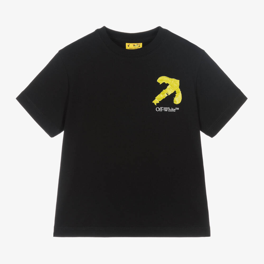 Off-White - Boys Black Cotton Arrow T-Shirt | Childrensalon