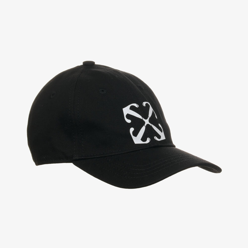 Off-White - Boys Black Cotton Cap | Childrensalon