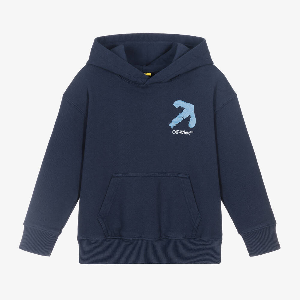 Off-White - Boys Blue Cotton Arrow Hoodie | Childrensalon