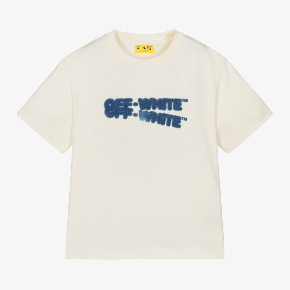 Off-White - Boys Ivory Cotton Arrow T-Shirt | Childrensalon