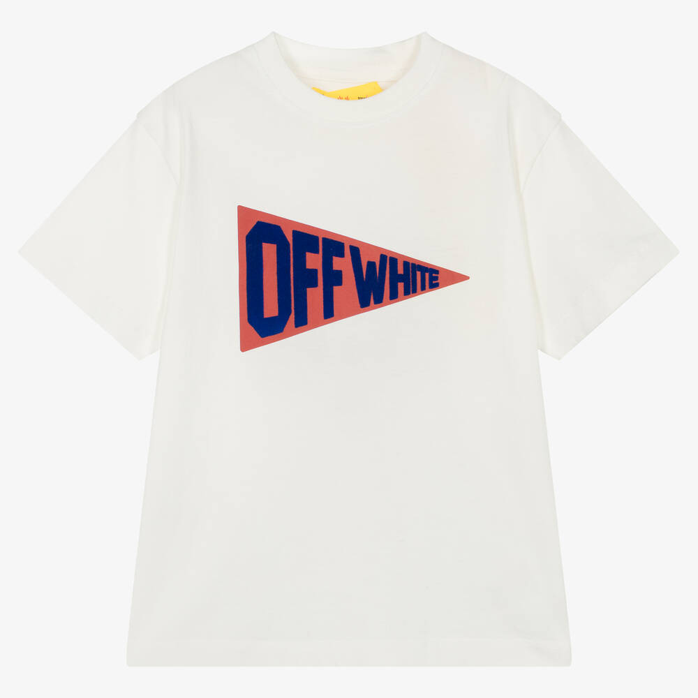 Off-white Kids' Logo-print Cotton T-shirt In White
